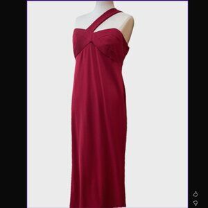 ABS Collection Wine Red One‑Shoulder Formal Dress